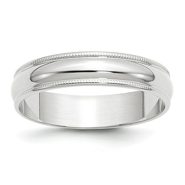 Mens 10K White Gold 5mm Traditional Domed Milgrain Wedding Band Ring Mens 10K White Gold 5mm Traditional Domed Milgrain Wedding Band Ring